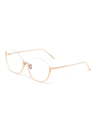 Main View - Click To Enlarge - LINDA FARROW - 'Rae' Oversized Half Rim Cat Eye Optical Glasses