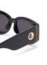 Detail View - Click To Enlarge - LINDA FARROW - 'Debbie' Wide Temple Oversized Acetate D Frame Sunglasses