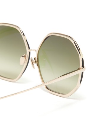 Detail View - Click To Enlarge - LINDA FARROW - Camila' Metal Hexagonal Frame Sunglasses