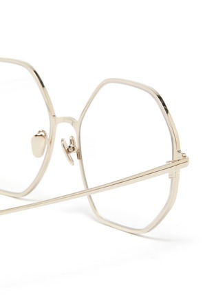 Detail View - Click To Enlarge - LINDA FARROW - 'Leif' Oversized Hexagonal Metal Frame Optical Glasses