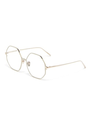 Main View - Click To Enlarge - LINDA FARROW - 'Leif' Oversized Hexagonal Metal Frame Optical Glasses