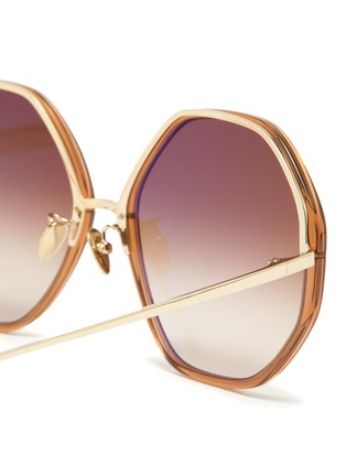 Detail View - Click To Enlarge - LINDA FARROW - 'Alona' Oversized Duo-tonal Hexagonal Frame Sunglasses