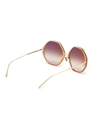 Figure View - Click To Enlarge - LINDA FARROW - 'Alona' Oversized Duo-tonal Hexagonal Frame Sunglasses