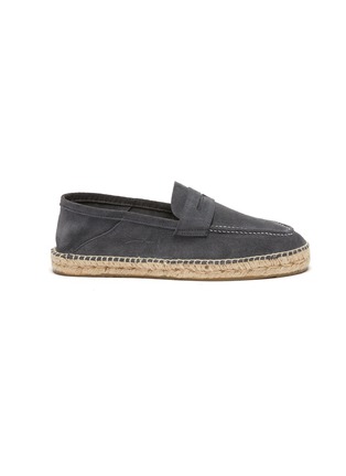 Main View - Click To Enlarge - MANEBÍ - 'Hamptons' Slip-on Canvas Espadrille Suede Penny Loafers