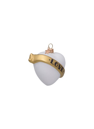 Detail View - Click To Enlarge - VONDELS - Glittering 'Love' Banner Heart Glass Ornament — White
