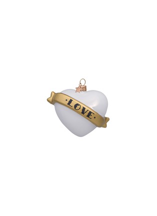 Main View - Click To Enlarge - VONDELS - Glittering 'Love' Banner Heart Glass Ornament — White