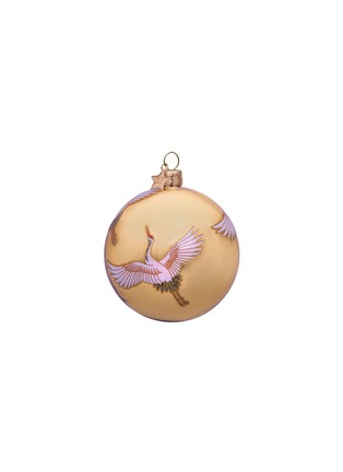 Main View - Click To Enlarge - VONDELS - Glitter Crane Bird Graphic Glass Bauble Ornament – Gold