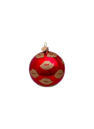Main View - Click To Enlarge - VONDELS - Glitter Lips Glass Bauble Ball Ornament – Red/Gold