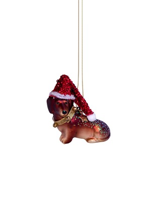 Main View - Click To Enlarge - VONDELS - Little Dachshund In Christmas Hat Glass Ornament