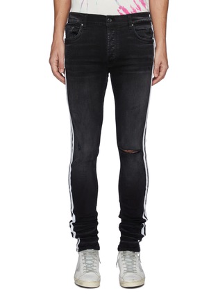 Main View - Click To Enlarge - AMIRI - Worn Effect Side Stripe Slim Fit Jeans