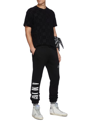 Figure View - Click To Enlarge - AMIRI - Terry Cotton Chequered Crewneck T-Shirt