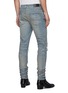 Back View - Click To Enlarge - AMIRI - MX1' Ribbed Leather Knee Patch Ripped Washed Skinny Jeans