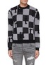 Main View - Click To Enlarge - AMIRI - Logo Chequered Cashmere Knit Crewneck Jumper
