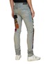 Back View - Click To Enlarge - AMIRI - Mixed Patchwork Distressed Knee Denim Skinny Jeans