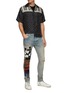 Figure View - Click To Enlarge - AMIRI - Mixed Patchwork Distressed Knee Denim Skinny Jeans