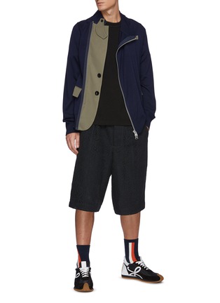 Figure View - Click To Enlarge - SACAI - Wool knit suiting zip cardigan