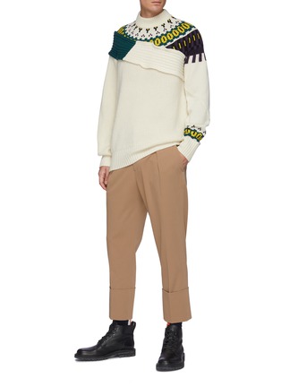 Figure View - Click To Enlarge - SACAI - Patterned intarsia panel wool sweater