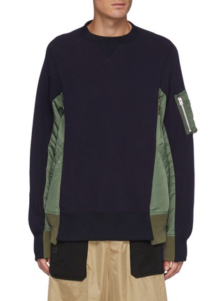Main View - Click To Enlarge - SACAI - Elasticated insert zipped pouch pocket sweatshirt