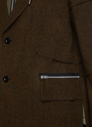  - SACAI - Panelled Herringbone Hooded Coat
