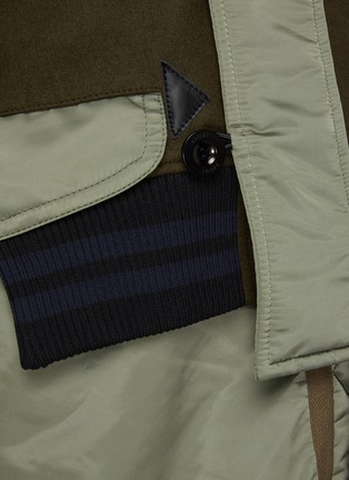  - SACAI - Hybrid Bomber Varsity Jacket Zip Up Hooded Wool Panelled Nylon Coat
