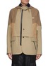 Main View - Click To Enlarge - SACAI - Nylon Pamelled Hybrid Blazer Wool Melton Hooded Zip Jacket