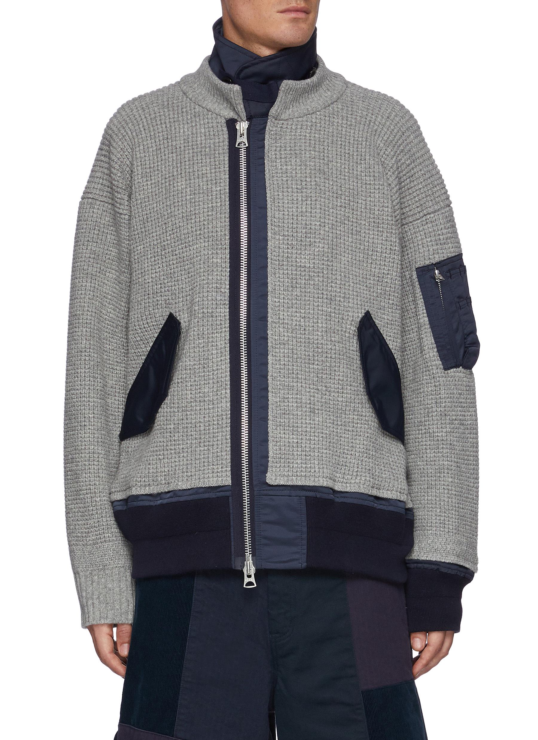 Sacai Wool Knit Bomber Blouson | ModeSens