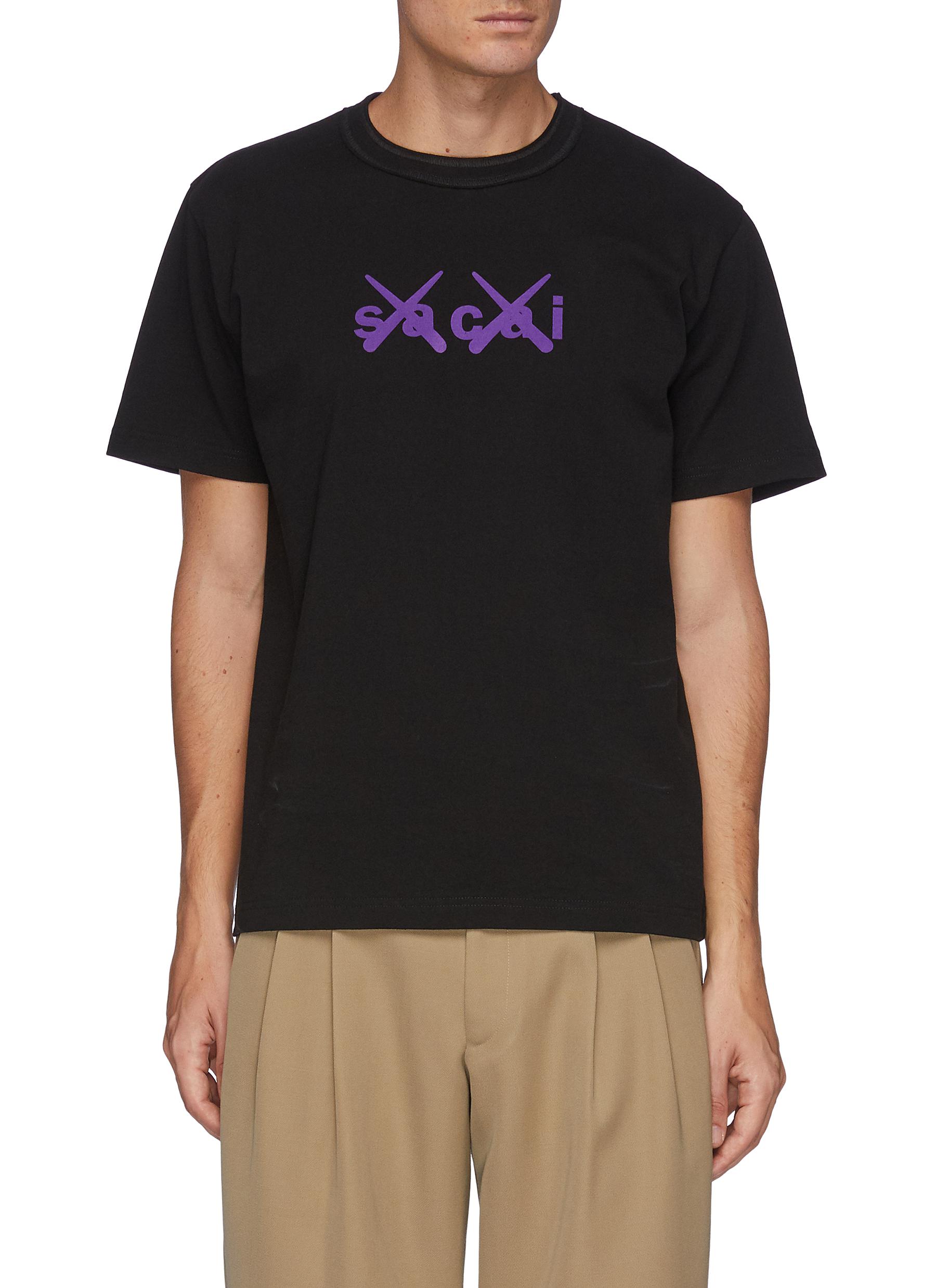 Sacai X Kaws Flock Logo T-shirt | ModeSens
