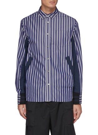 Main View - Click To Enlarge - SACAI - Striped side elastic band insert shirt