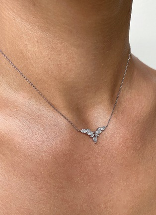 Detail View - Click To Enlarge - GENTLE DIAMONDS - Petal' lab grown diamond 9k white gold necklace