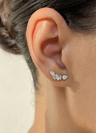Detail View - Click To Enlarge - GENTLE DIAMONDS - Petunia' lab grown diamond 9k white gold cluster earrings