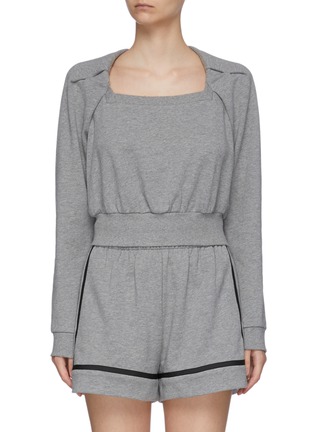 Main View - Click To Enlarge - 3.1 PHILLIP LIM - Gather Detail Square Neck Cotton Crop Sweater