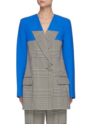 Main View - Click To Enlarge - NINA RICCI - Patchwork Houndstooth Double Breast Blazer