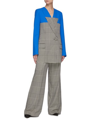 Figure View - Click To Enlarge - NINA RICCI - Patchwork Houndstooth Double Breast Blazer