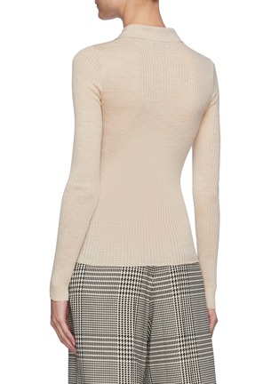 Back View - Click To Enlarge - NINA RICCI - Skinny Cashmere Rib Knit Polo Top