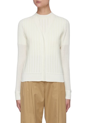 Main View - Click To Enlarge - 3.1 PHILLIP LIM - Crochet Sleeve Lace Jacquard Detail Striped Cardigan
