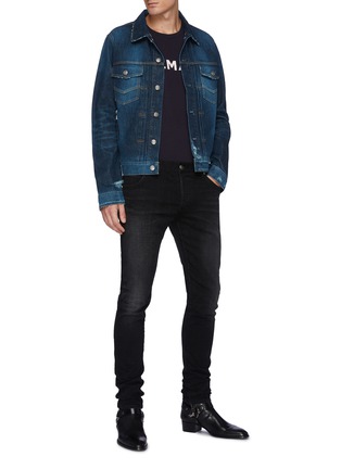 Figure View - Click To Enlarge - BALMAIN - Faded embossed logo jeans
