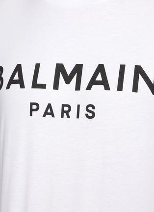  - BALMAIN - Logo Print Crewneck Cotton T-shirt