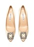 Detail View - Click To Enlarge - MANOLO BLAHNIK - 'Hangisi 70' Crystal Brooch Point Toe Satin Pumps