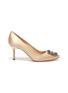 Main View - Click To Enlarge - MANOLO BLAHNIK - 'Hangisi 70' Crystal Brooch Point Toe Satin Pumps