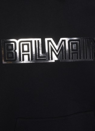  - BALMAIN - Metallic Balmain Logo Emboss Pullover Hoodie