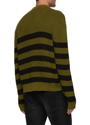 Back View - Click To Enlarge - BALMAIN - STRIPE KNIT CHEST BADGE PULLOVER SWEATER