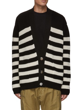 Main View - Click To Enlarge - BALMAIN - Striped Wool Blend Oversize Cardigan