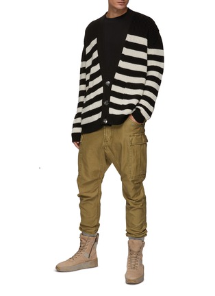Figure View - Click To Enlarge - BALMAIN - Striped Wool Blend Oversize Cardigan