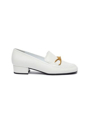 Main View - Click To Enlarge - BY FAR - Lino' gold-tone hardware square toe heeled leather loafers