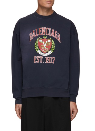 Main View - Click To Enlarge - BALENCIAGA - University Logo Print Cotton Sweatshirt