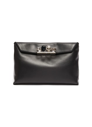 Main View - Click To Enlarge - ALEXANDER MCQUEEN - Swarovski-encrusted skull knuckle leather pouch