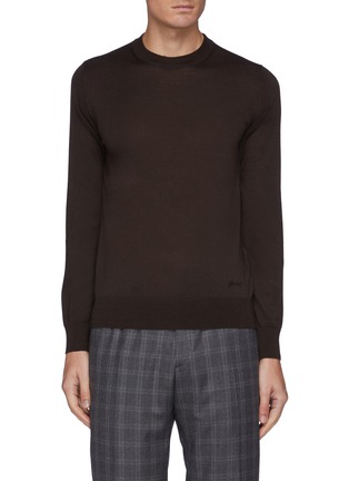 Main View - Click To Enlarge - BRIONI - Cashmere-silk blend logo embroidered sweater