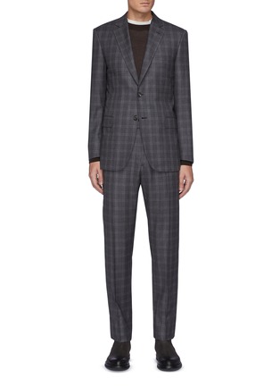 Main View - Click To Enlarge - BRIONI - 'Brunico' Flannel check notch lapel wool blend suit
