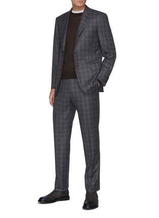 Figure View - Click To Enlarge - BRIONI - 'Brunico' Flannel check notch lapel wool blend suit