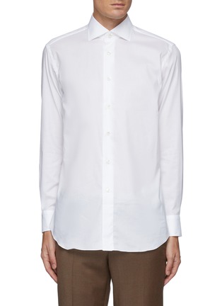 Main View - Click To Enlarge - BRIONI - Spread Collar Ventiquattro Cotton Twill Long Sleeve Shirt